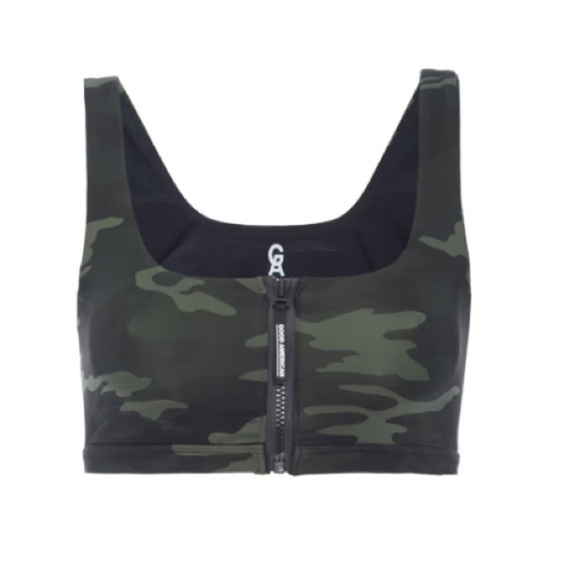 NWT GOOD AMERICAN GREEN CAMO SPORTS BRA ZIP LARGE - Picture 6 of 6